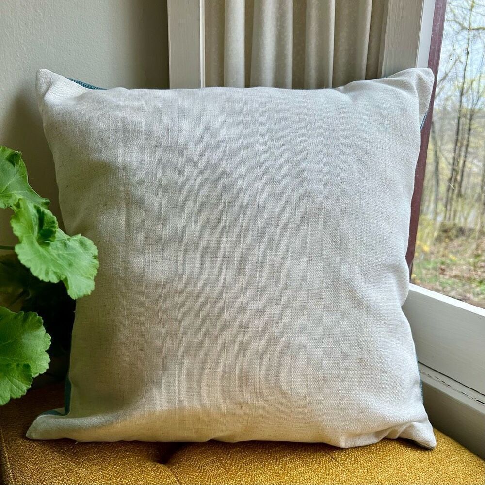 Blue Spring Wildflower Embroidered Throw Pillow Cover 18x18 - Picture 5 of 5